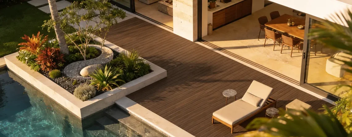 desain landscape modern material decking